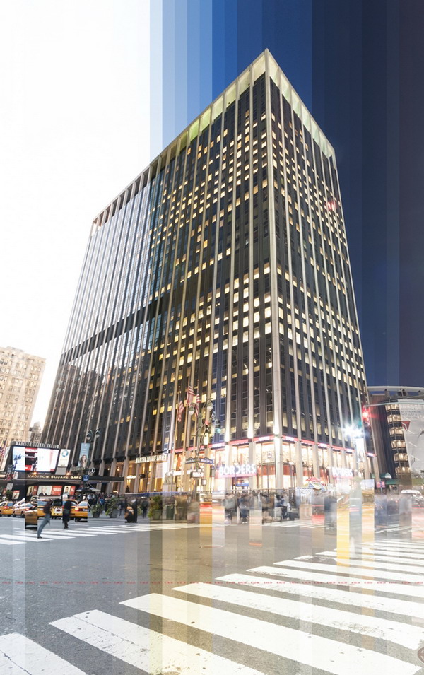 在这些作品中不乏一些纽约着名景点,图为麦迪逊花园广场.